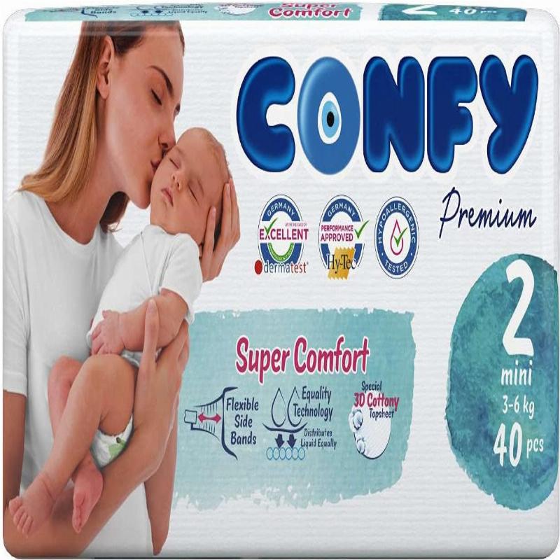 Confy Premium підгузки дитячі Size 2, Mini 3-6kg, 40шт